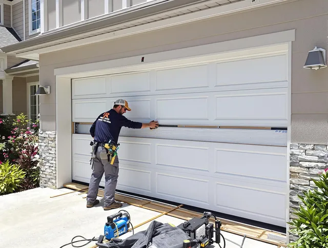 Copley Garage Door Repair team performing complete garage door replacement at Copley residence