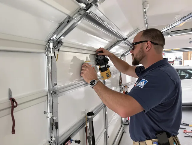 Copley Garage Door Repair technician quieting a noisy garage door in Copley