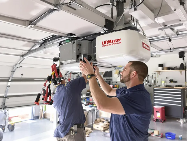 Copley Garage Door Repair technician performing advanced diagnostics on garage opener in Copley