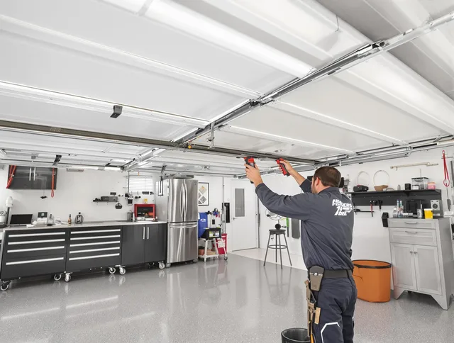 Overhead garage door repair service by Copley Garage Door Repair in Copley